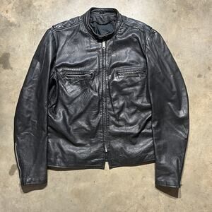 Vintage 70s Esprit Black Cafe Race Talon Leather Jacket